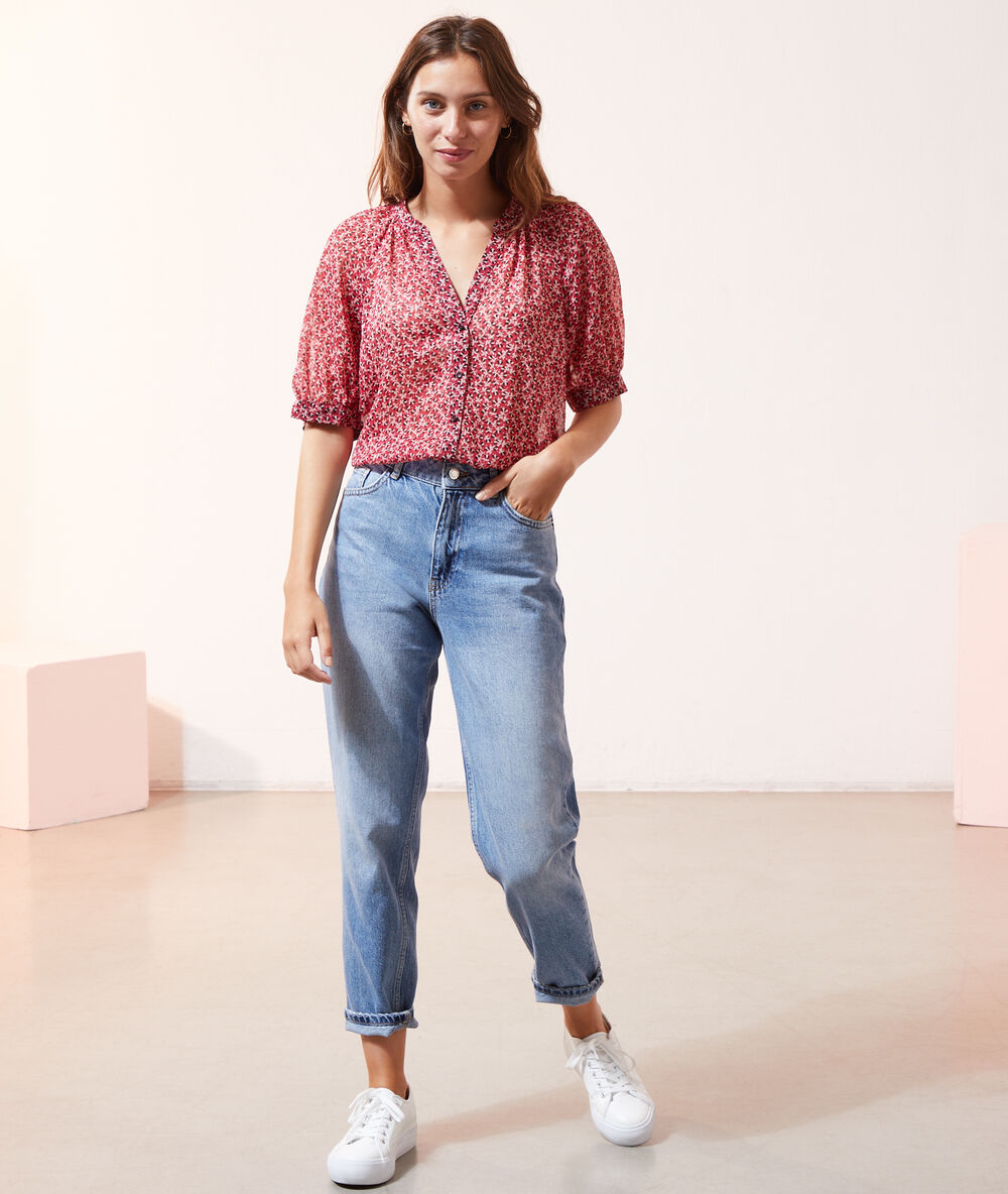Blusa estampado floral frambuesa.
