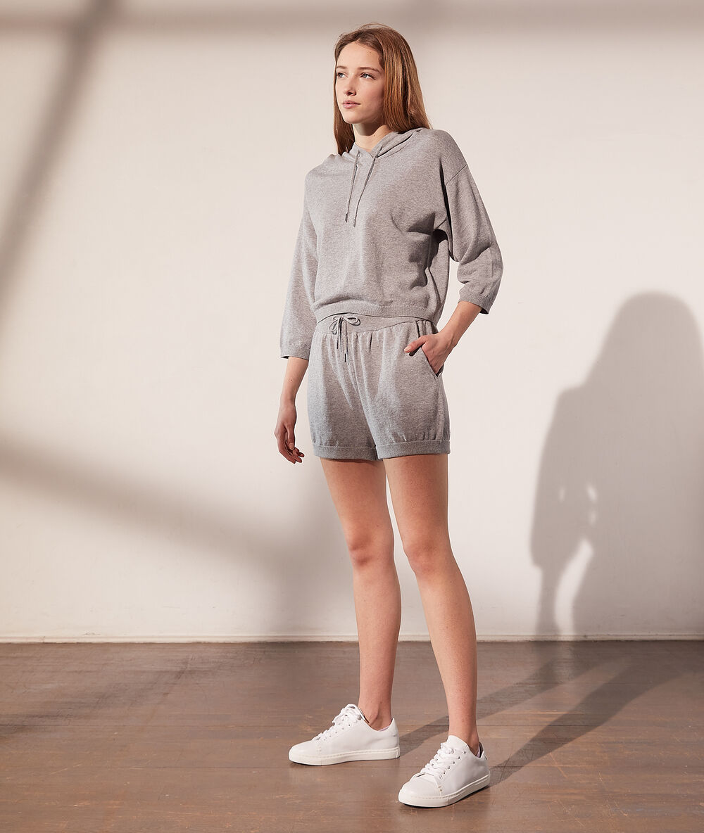 Sudadera con capucha de punto c.gris jaspeado.
