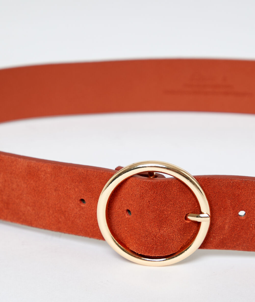 Cinturón hebilla redonda con recubrimiento de cuero - - - ETAM