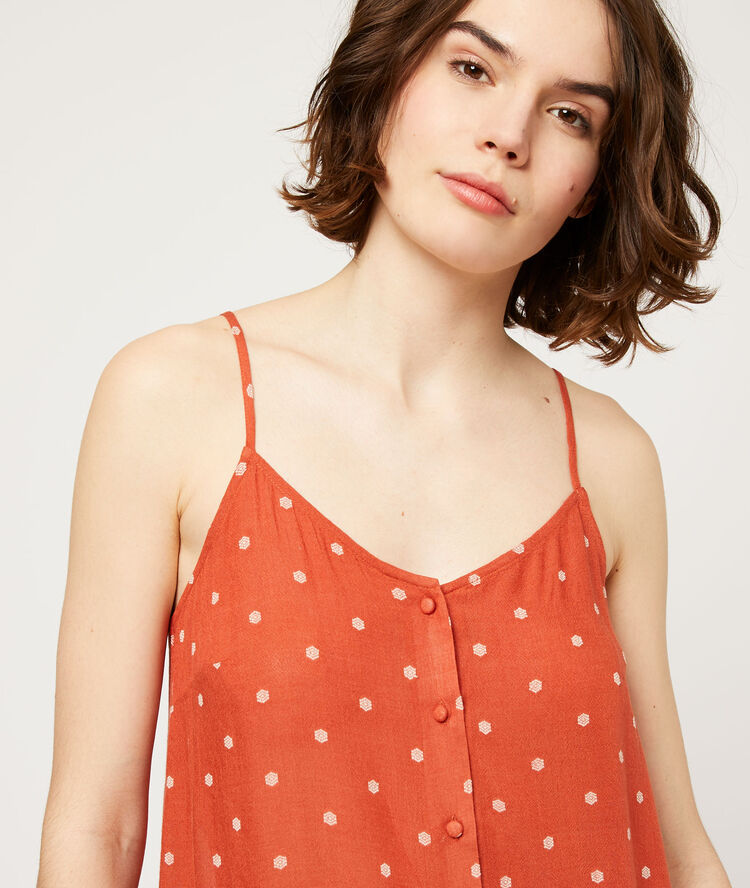 Top estampado de lunares tomate.
