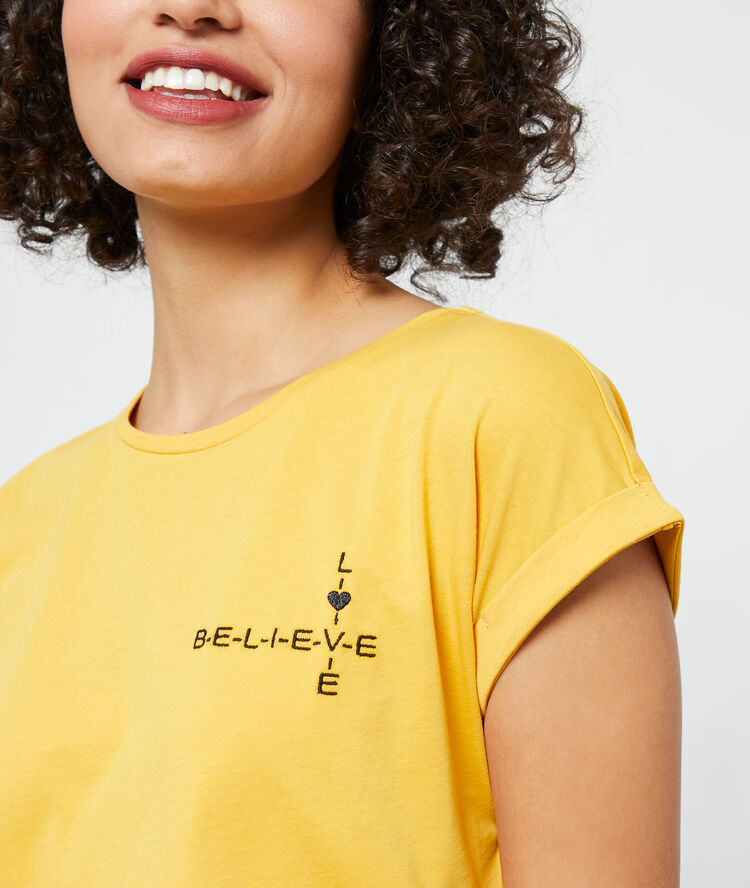 Camiseta de algodón bio ‘love, believe’ c.curry.