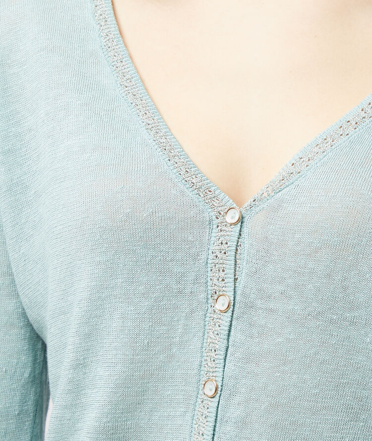 Chaqueta de punto fino verde claro.