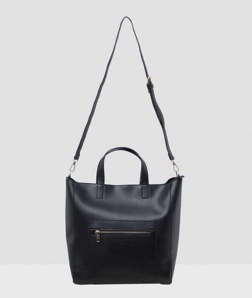Bolso con asas y cremallera negro.