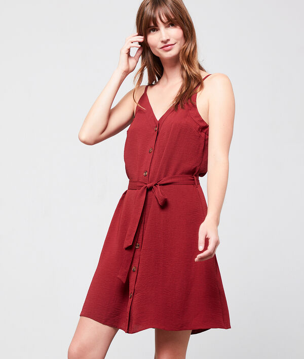 Vestido vaporoso abotonado y con cinturón Vestido vaporoso abotonado y con cinturón