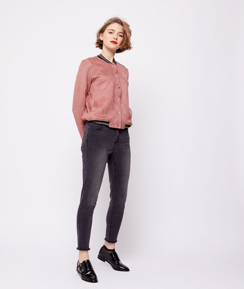 Bomber con botones efecto ante rosa.