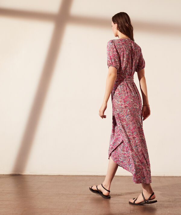 Vestido largo con cinturón y estampado floral Vestido largo con cinturón y estampado floral