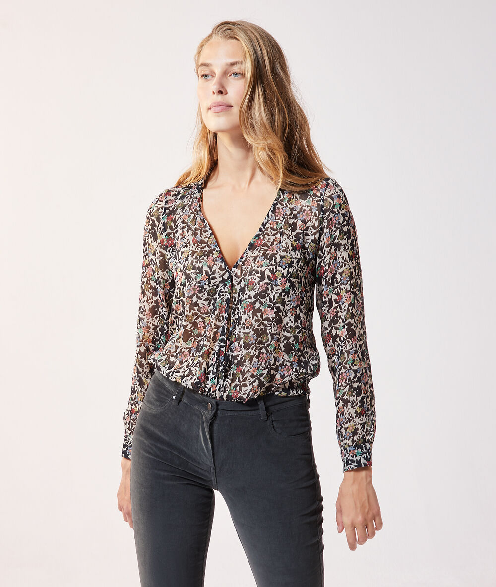 Body estampado floral negro.