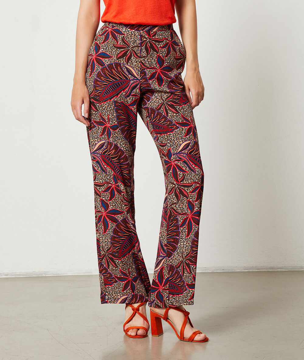 Pantalón estampado hojas sabana.