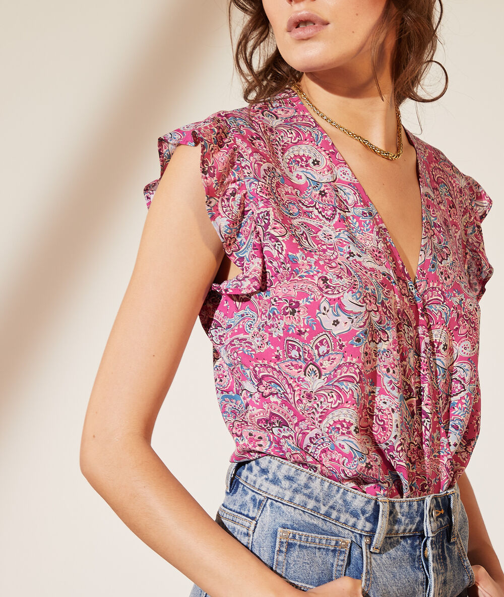 Body estampado floral fucsia.