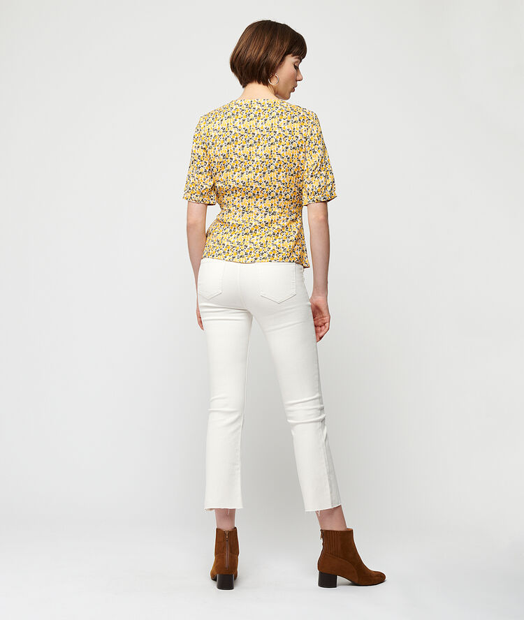 Blusa escote cruzado crudo.
