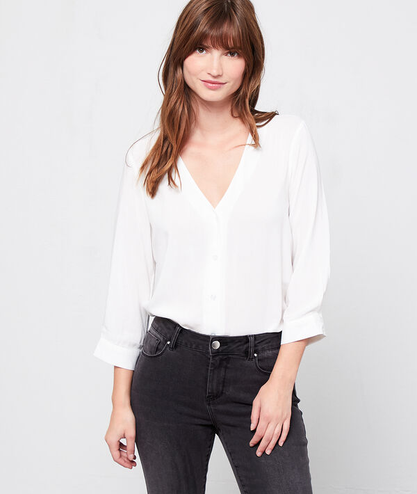 Blusa cuello en V abotonado Blusa cuello en V abotonado