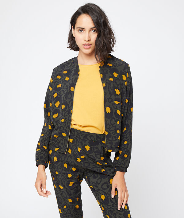 Chaqueta bomber estampada de hojas Chaqueta bomber estampada de hojas