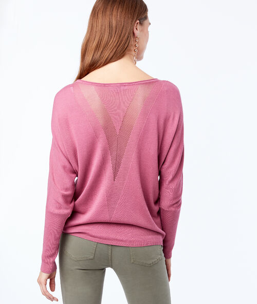 Jersey con encaje de guipur rosa viejo.
