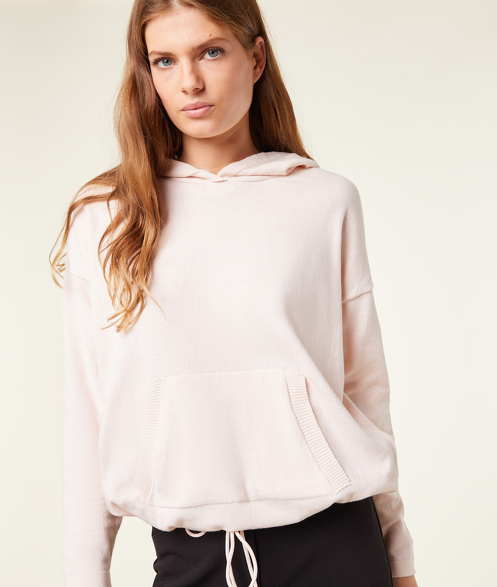 Sudadera de punto con capucha - SALY - VIEUX ROSE - ETAM