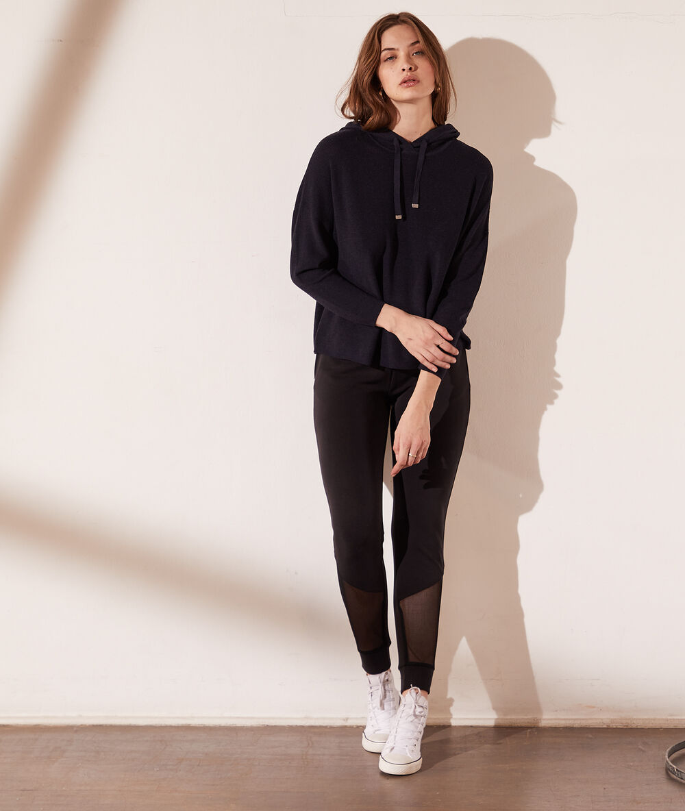 Sudadera con capucha de punto marino.
