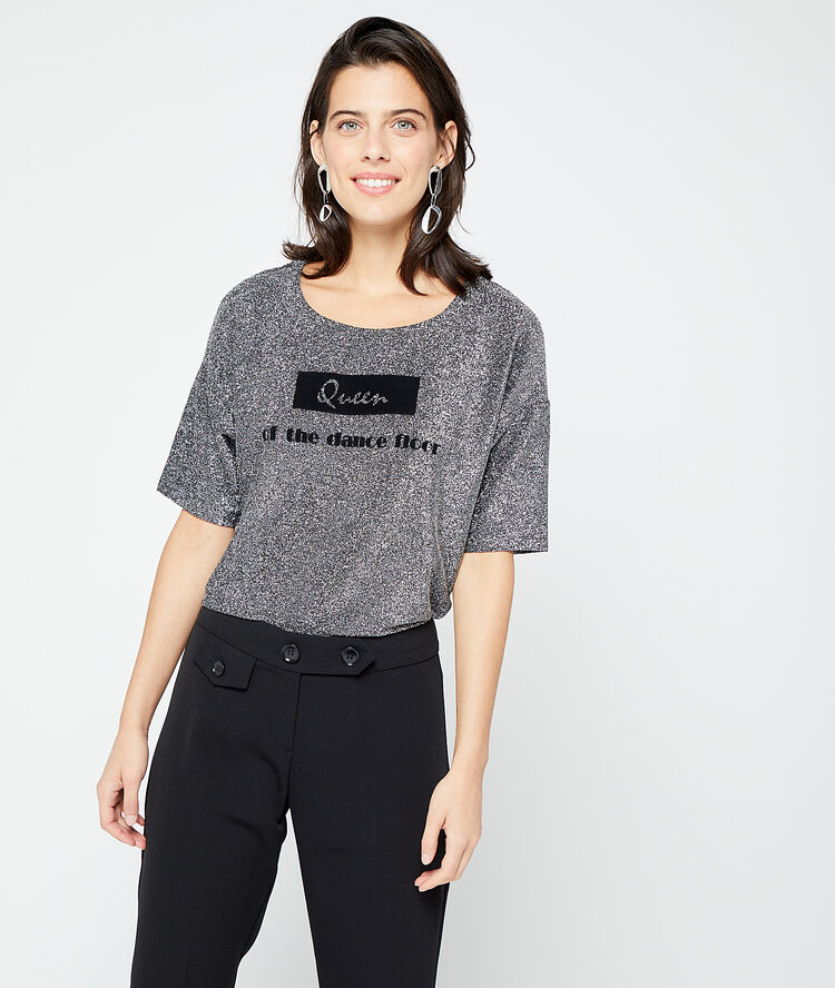 Camiseta plateada ‘queen of the dancefloor’ plata.