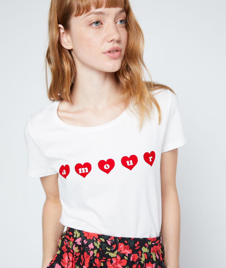 Camiseta ‘amour’ en algodón crudo.