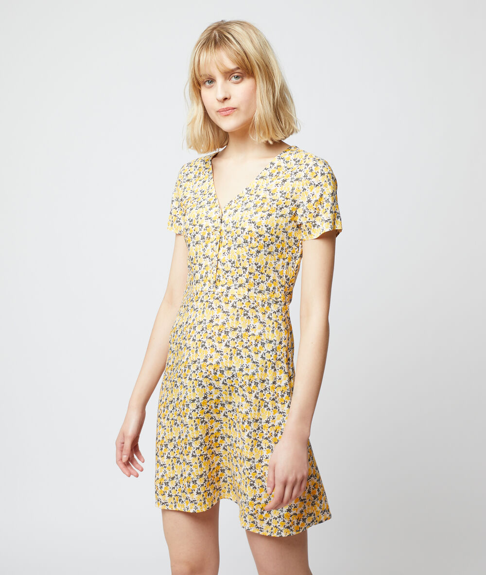 Vestido estampado floral crudo.