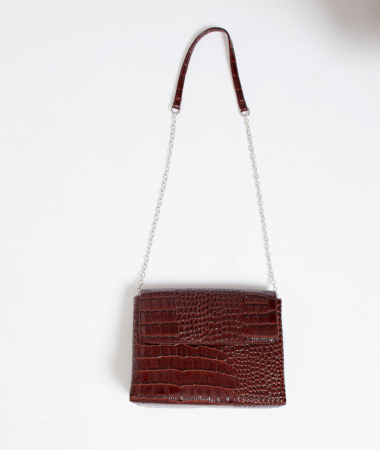 Bolso bandolera efecto cocodrilo chocolate.