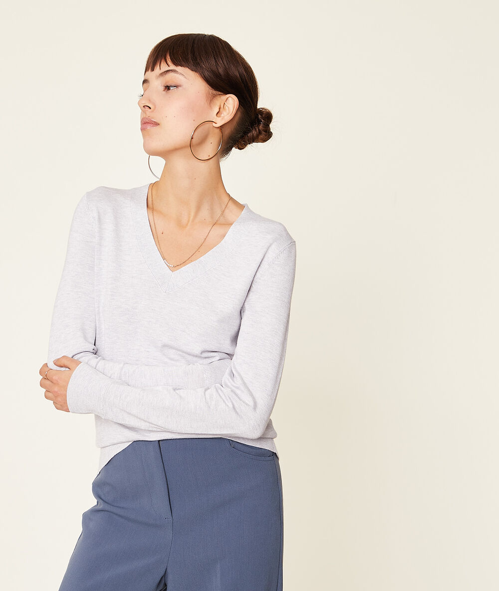 Jersey escote en v c.gris claro.