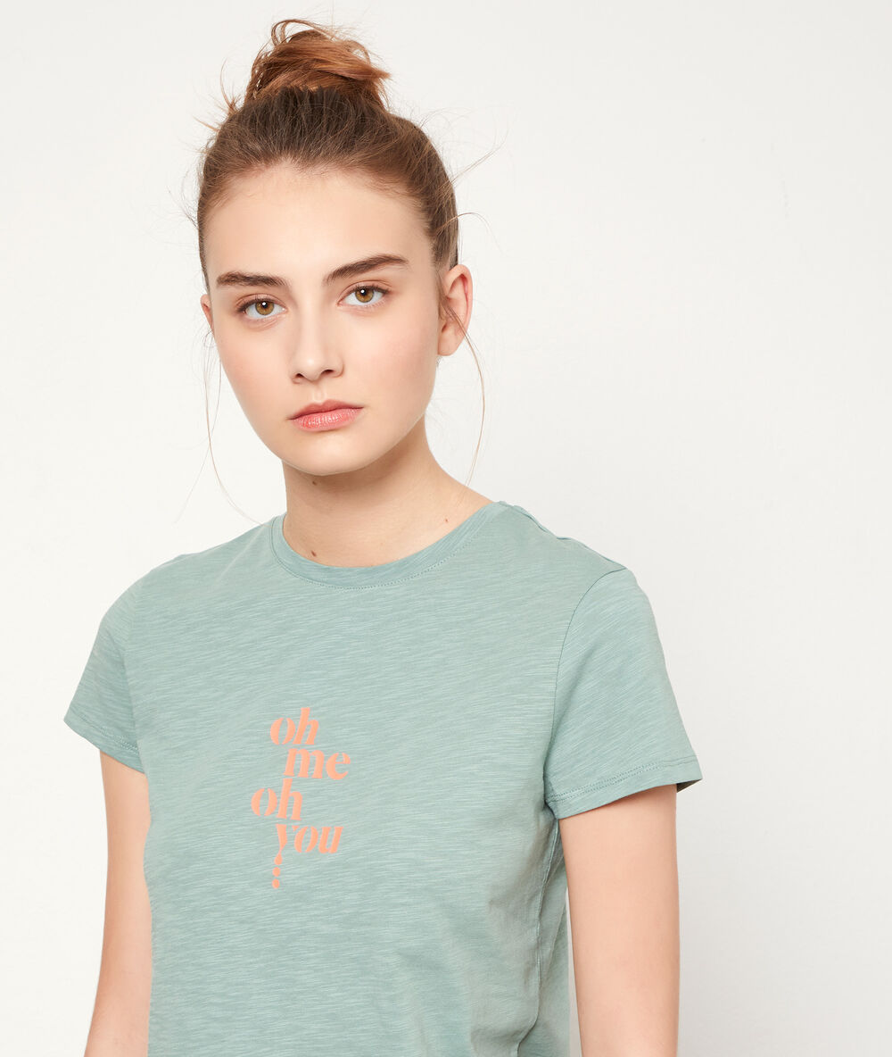 Camiseta 'oh me oh you' verde claro.