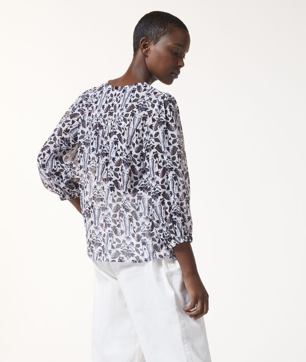 Blusa de cuello redondo con estampado floral Blusa de cuello redondo con estampado floral