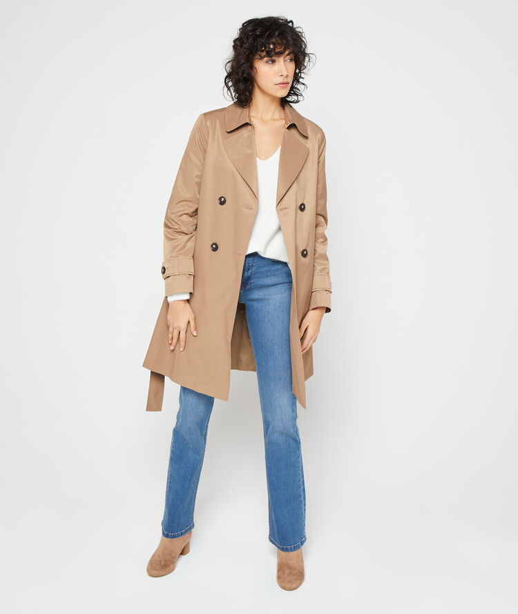 Trench con cinturón c.camel.