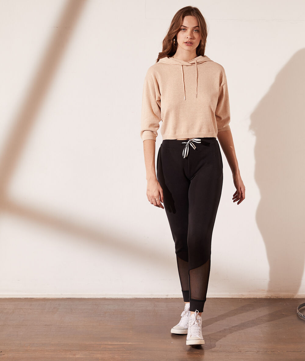 Sudadera con capucha de punto c.beige.