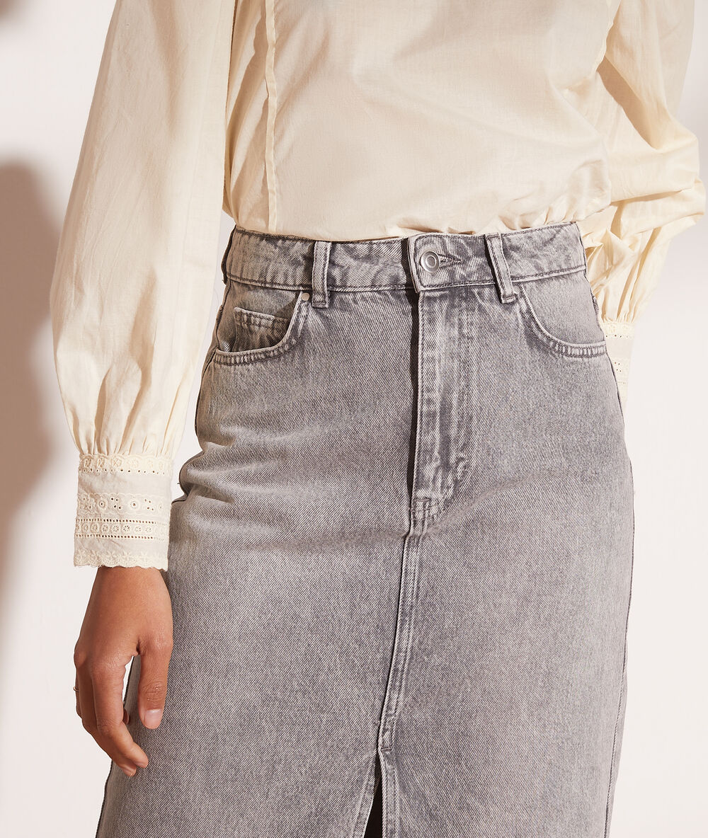Falda vaquera midi c.gris.