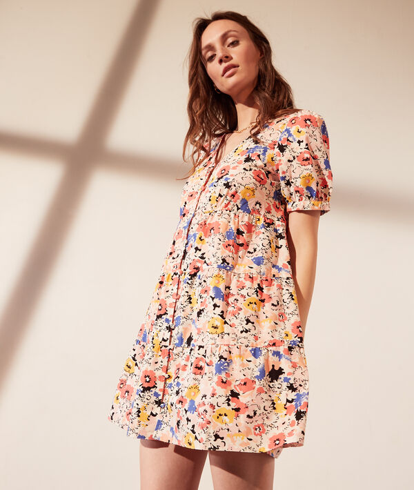 Vestido de corte evasé, estampado floral Vestido de corte evasé, estampado floral