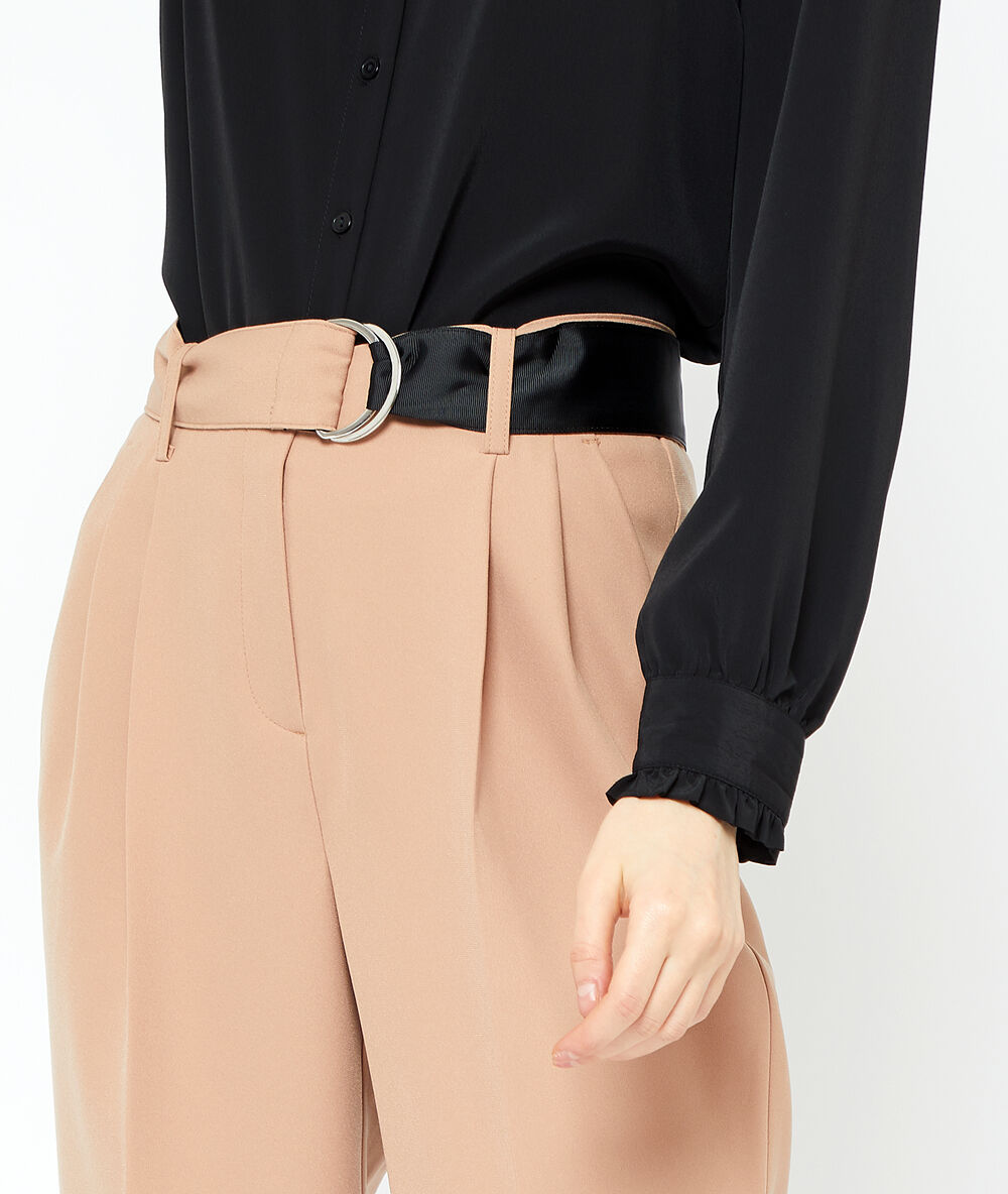 Pantalón talle alto con cinturón c.camel.