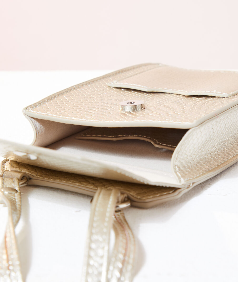 Sac téléphone bandoulière or.