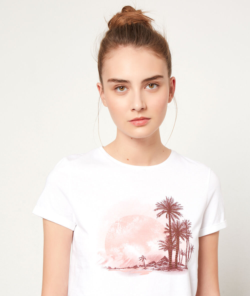 Camiseta palmeras blanco.