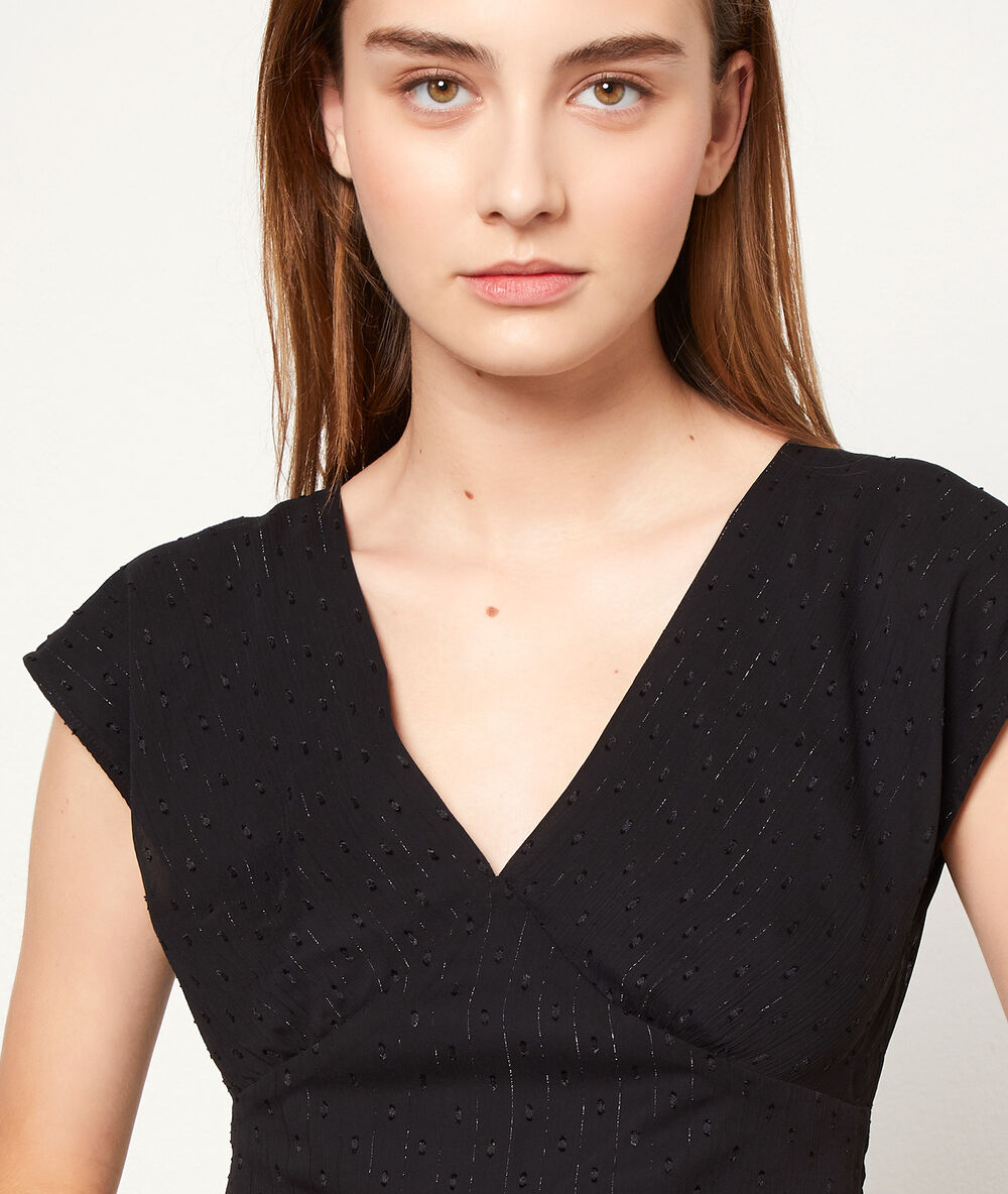 Vestido midi tul plumeti negro.