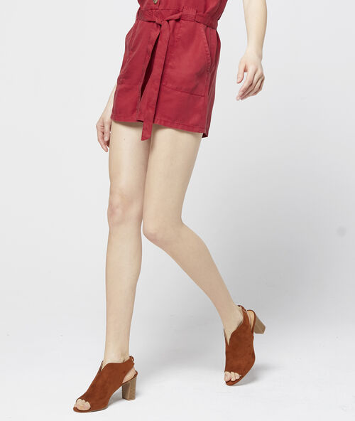 Sandalias con tacón efecto ante c.camel.