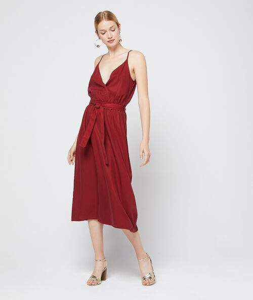 Robe longue cache coeur en tencel® grenat.