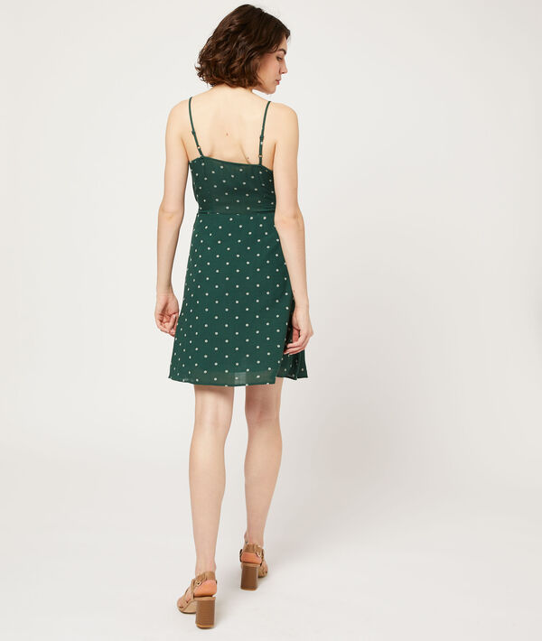 Vestido escote cruzado, estampado de lunares Vestido escote cruzado, estampado de lunares