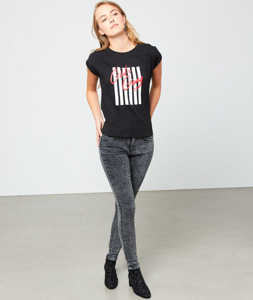 Camiseta ‘girl’s gang’ de algodón bio negro.