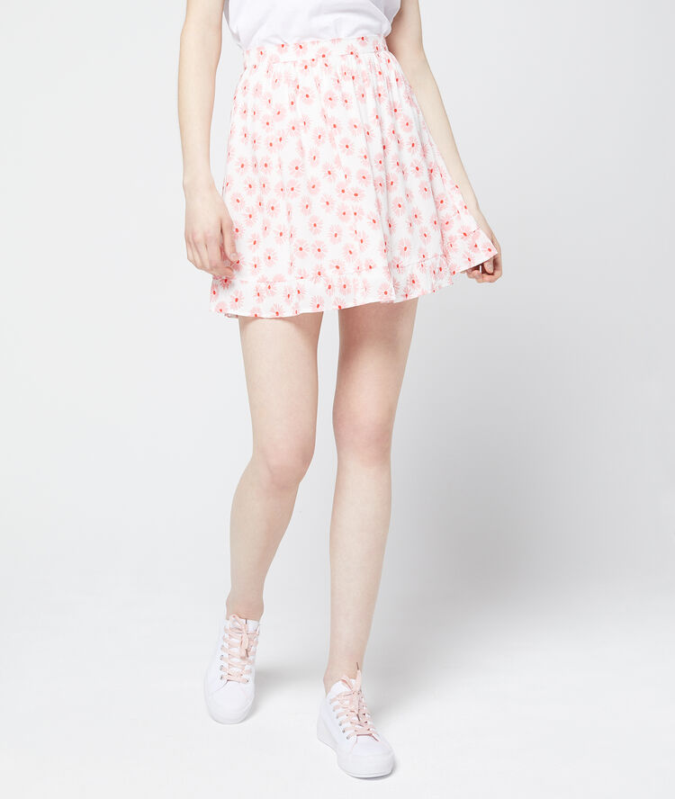 Falda patinadora estampado floral rosa palo.