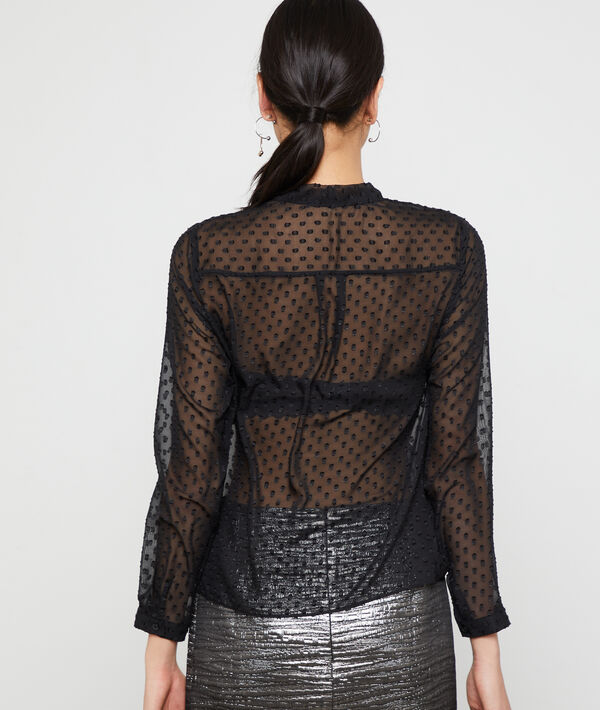 Blusa de plumetis, efecto transparente Blusa de plumetis, efecto transparente