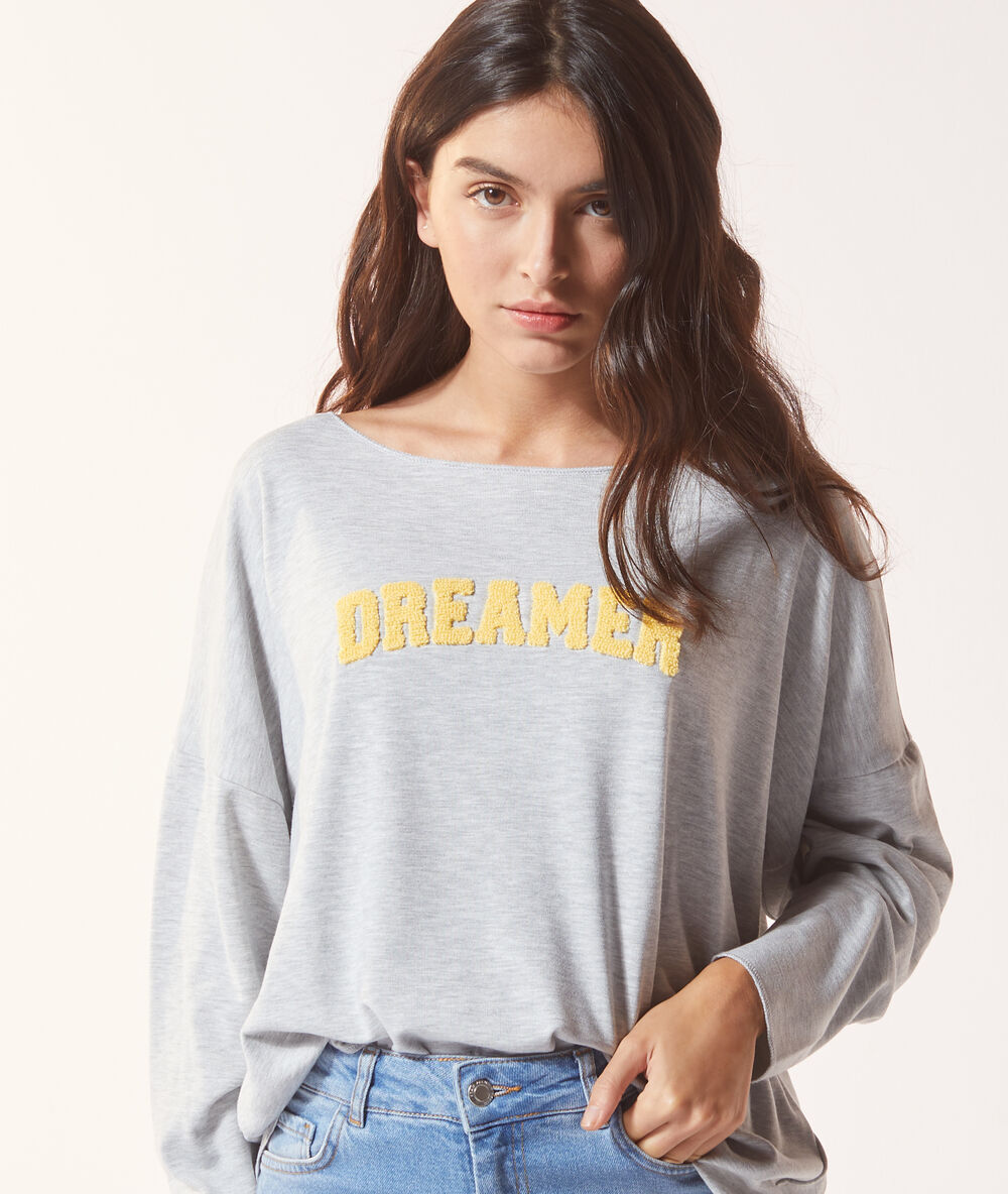 Sudadera ‘dreamer’ gris jaspeado.