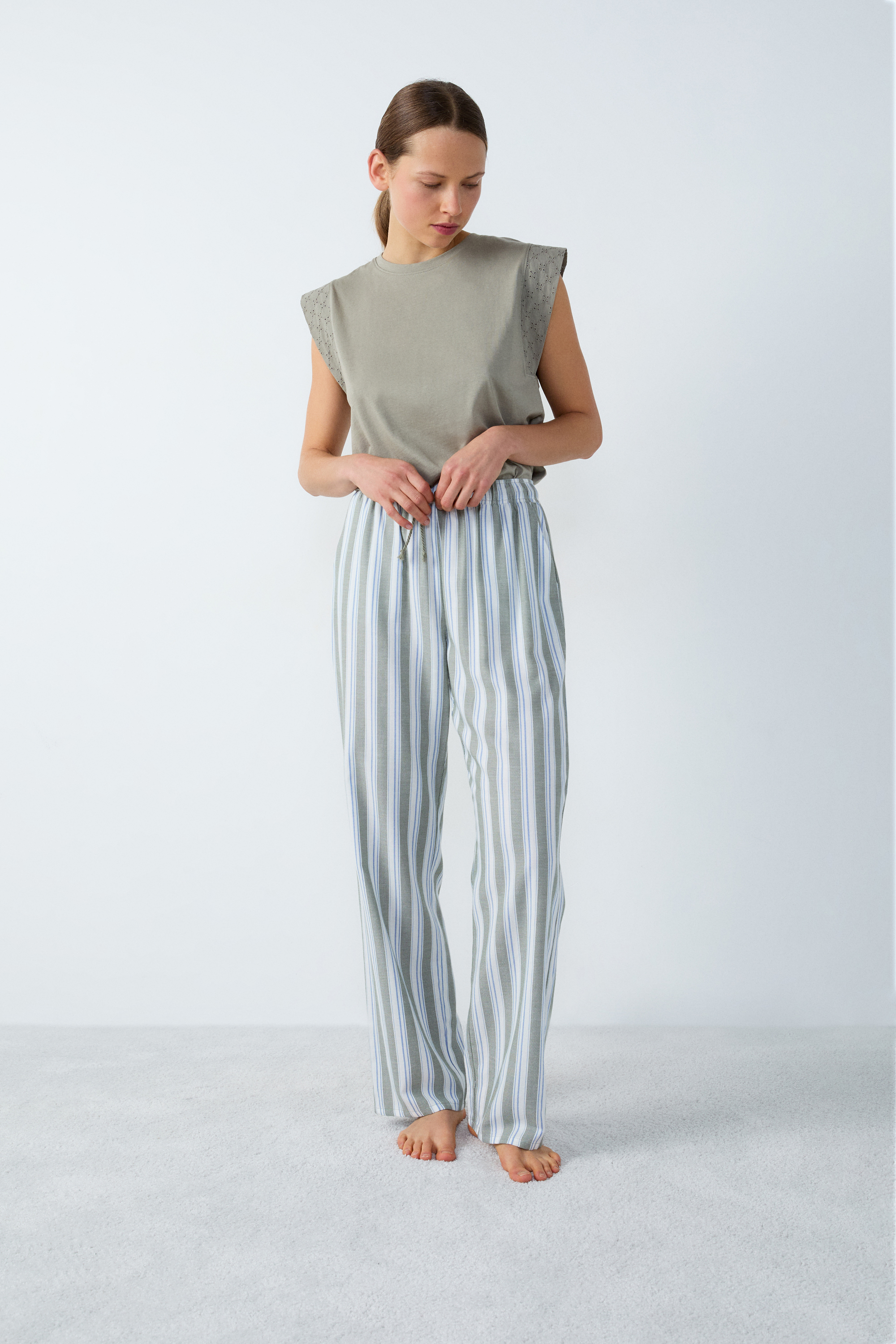 Pantalón de pijama de rayas de algodón ISOR KAKI ETAM